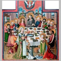 Oberwesel, Liebfrauenkirche, Foto Rolf Kranz, Wikipedia, Gastmahl von Bethanien (Lukas 10, 38-42) auf der Mitteltafel des Mathaaltars.jpg